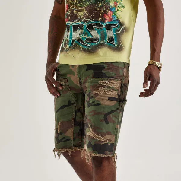 Denim Distressed Carpenter Shorts