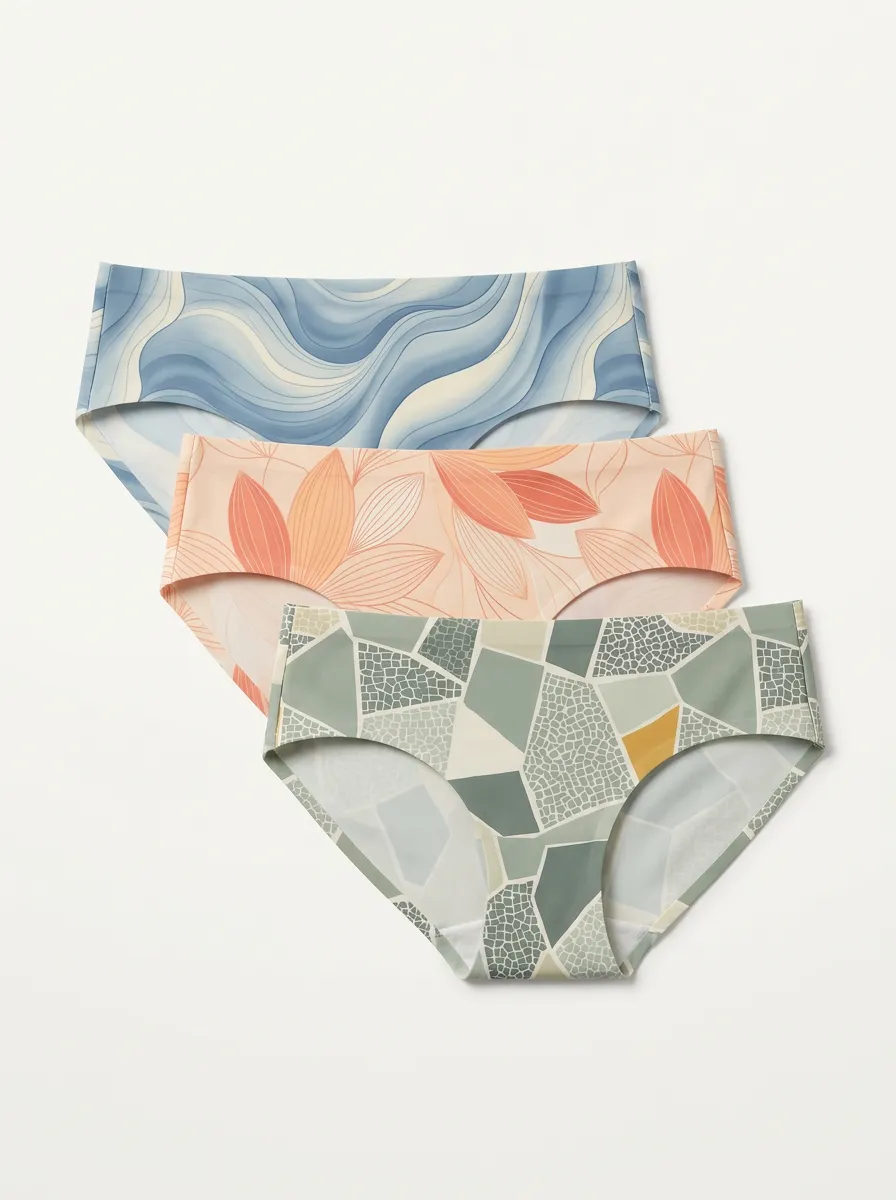 Mosaic Botanical Hipster Printed Briefs Three Pack