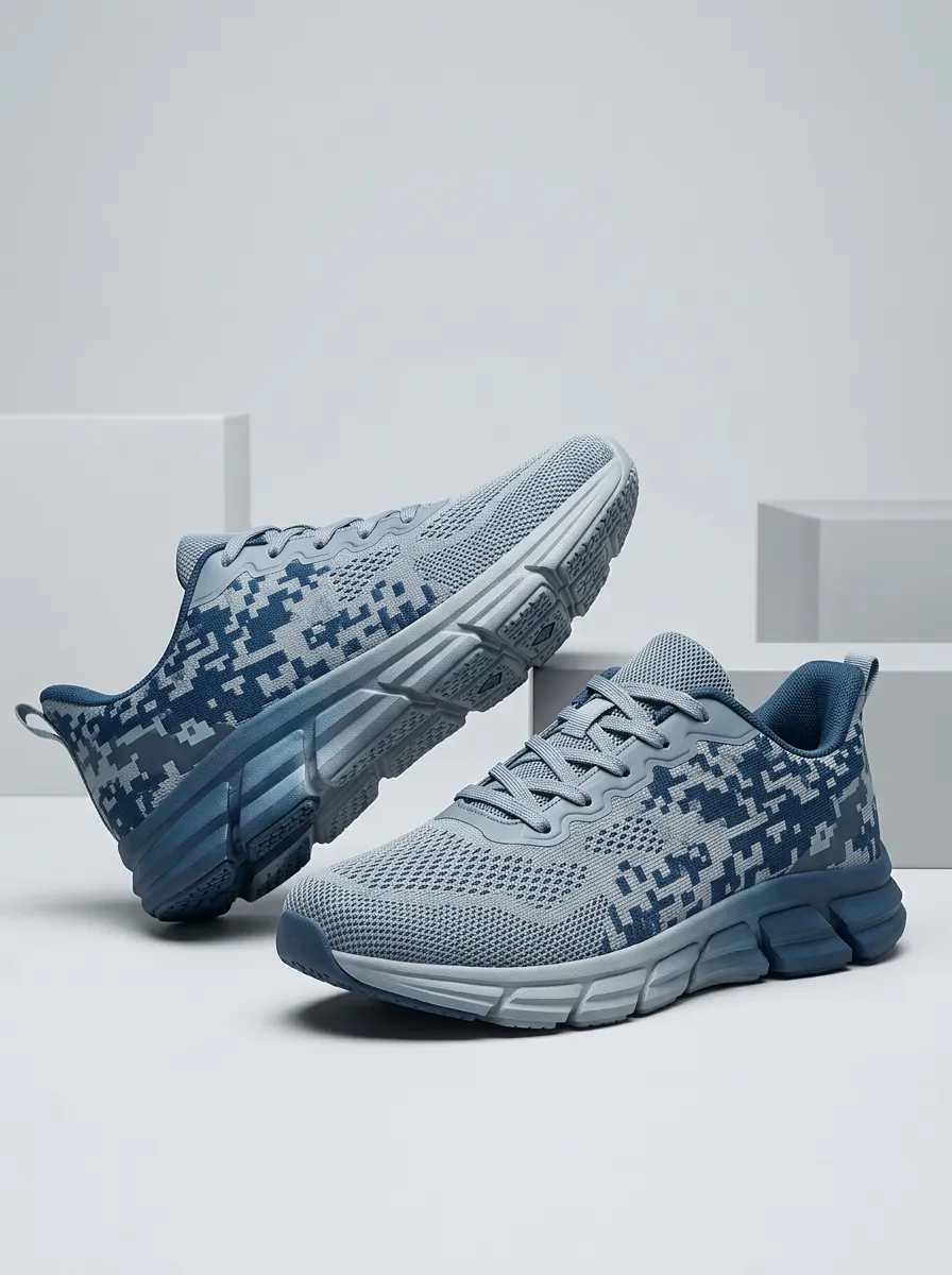 Unisex Digital Camo Pattern Print Sneakers