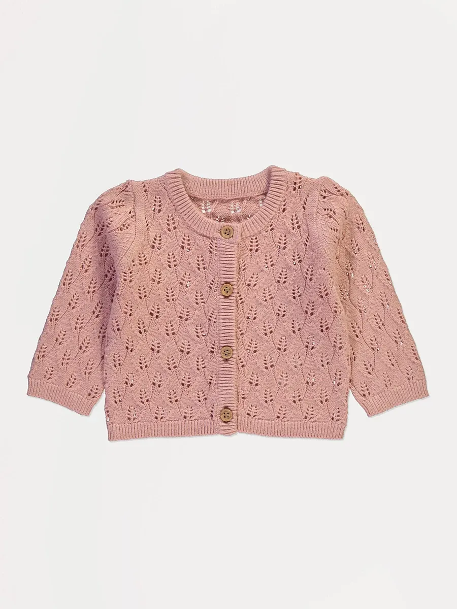 Dusty Pink Leaf Soft Knit Cardigan