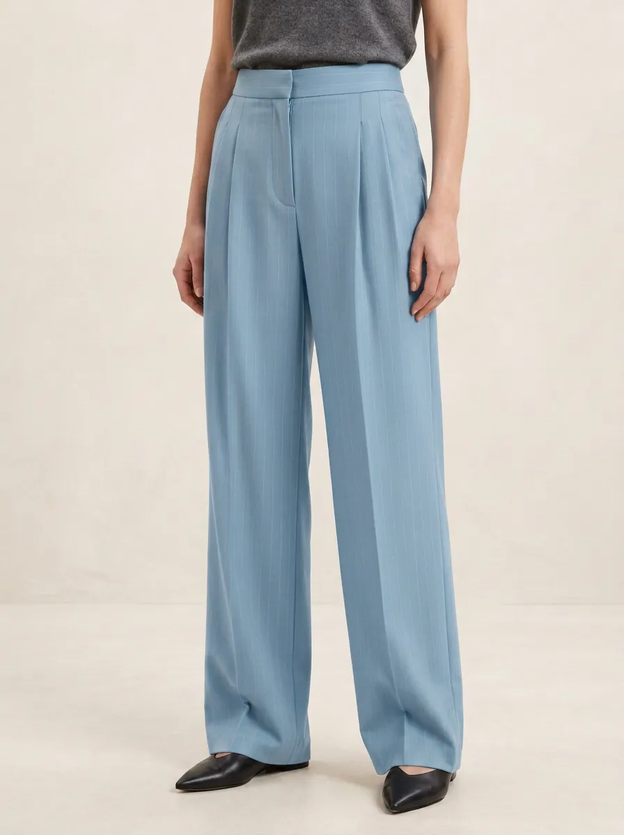 Everyday Pinstripe High Rise Wide Leg Trousers