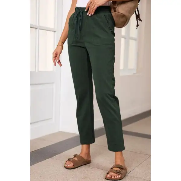 Classic Drawstring Straight Pants with Pockets