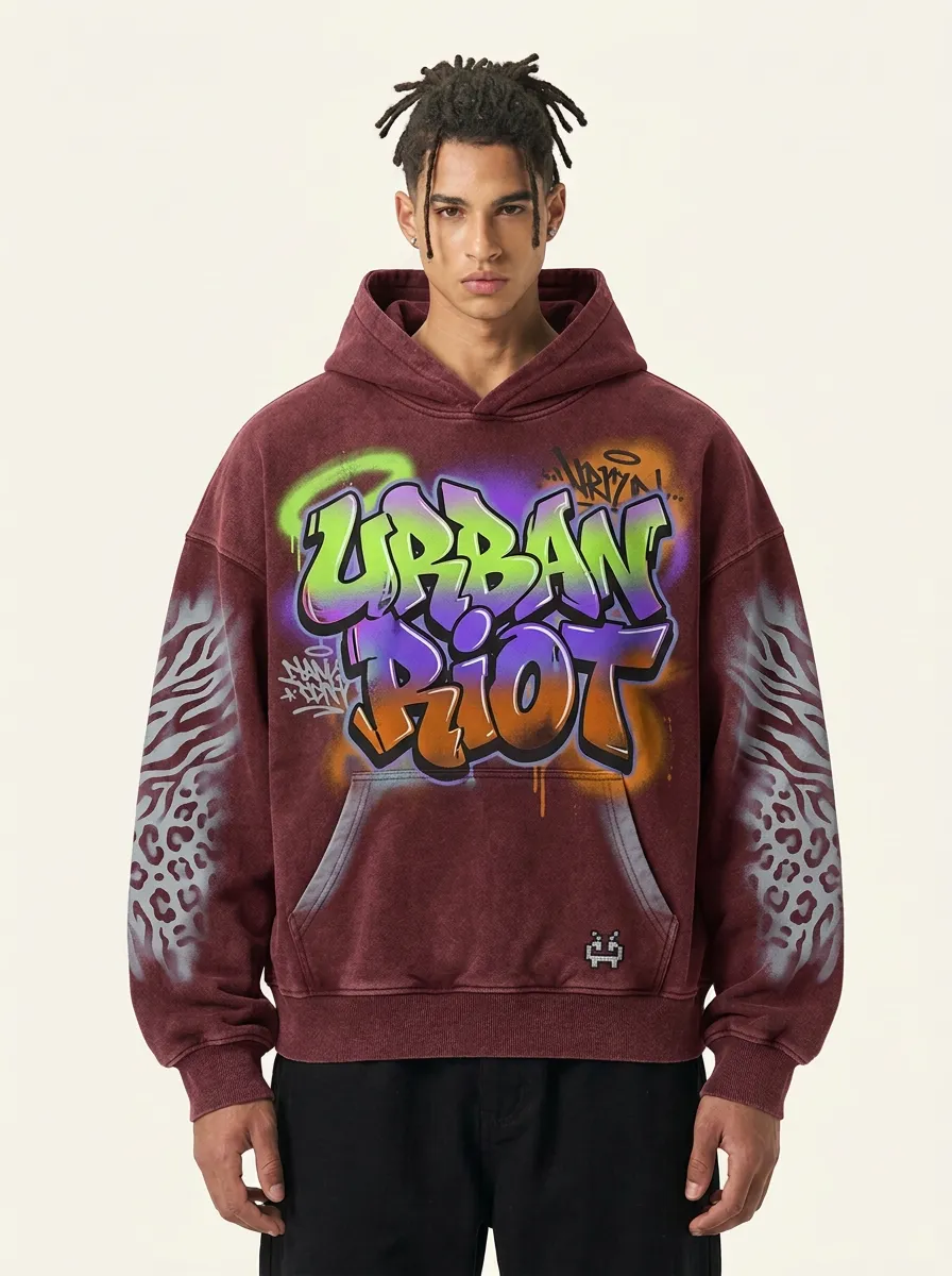Unisex Urban Riot Graffiti Animal Print Graphic Hoodie