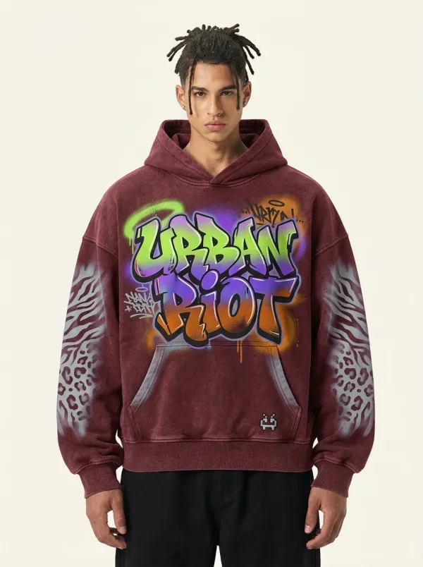 Unisex Urban Riot Graffiti Animal Print Graphic Hoodie