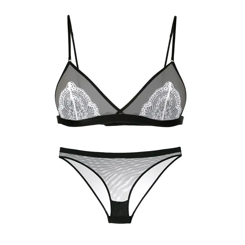 Sheer Lace Trim Lingerie Set