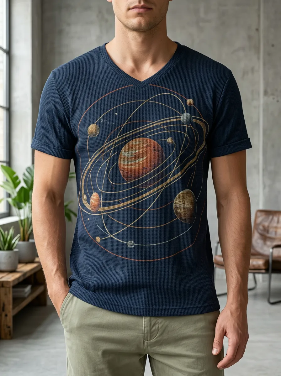 Men's Stellar Astronomy Lover Solar System V-Neck T-Shirt