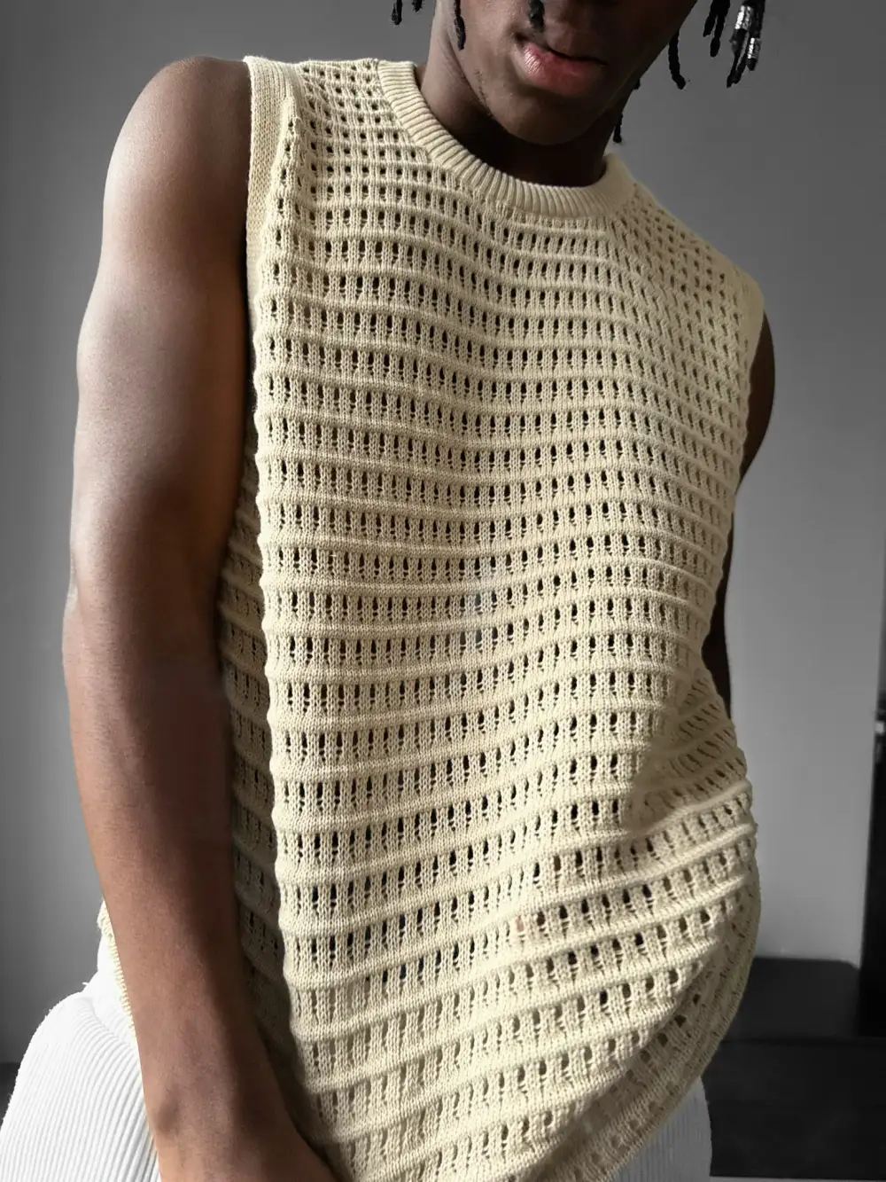 Modern Relaxed Grid Texture Tank Top