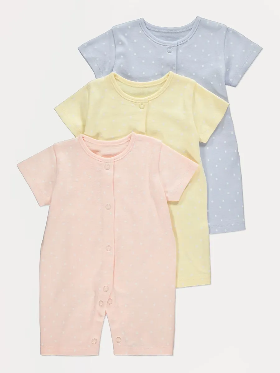 Pastel Polka Dot Rompers 3 Pack