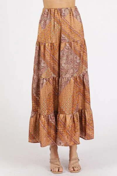 Paisley Patchwork Print Satin Maxi Skirt