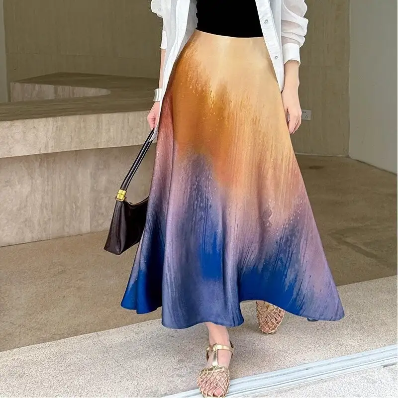 Relaxed Gradient Ombre Midi Skirt