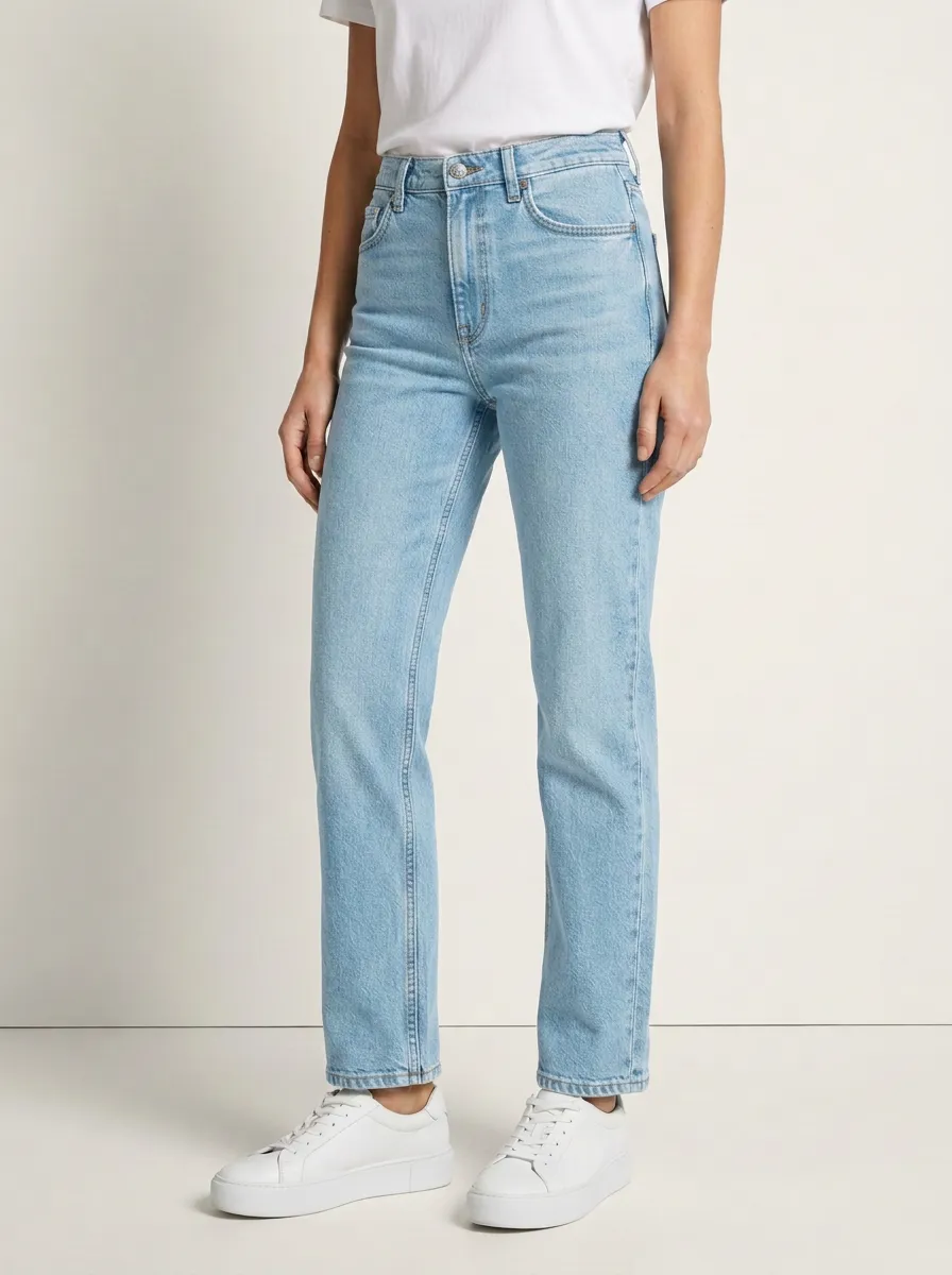Vintage-Inspired High-Rise Vintage-Wash Women's Straight-Leg Jeans