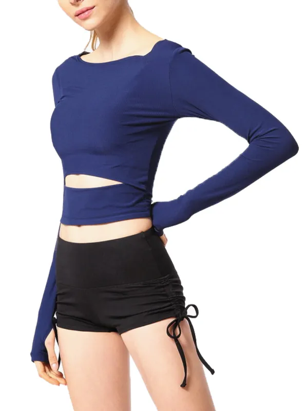 High-Waist Elastic-Waist Stretch Running Shorts