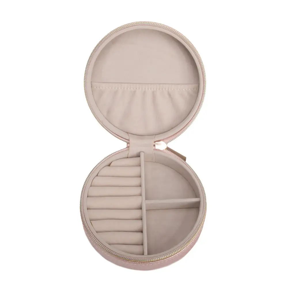 Quilted Round Travel Jewelry Case