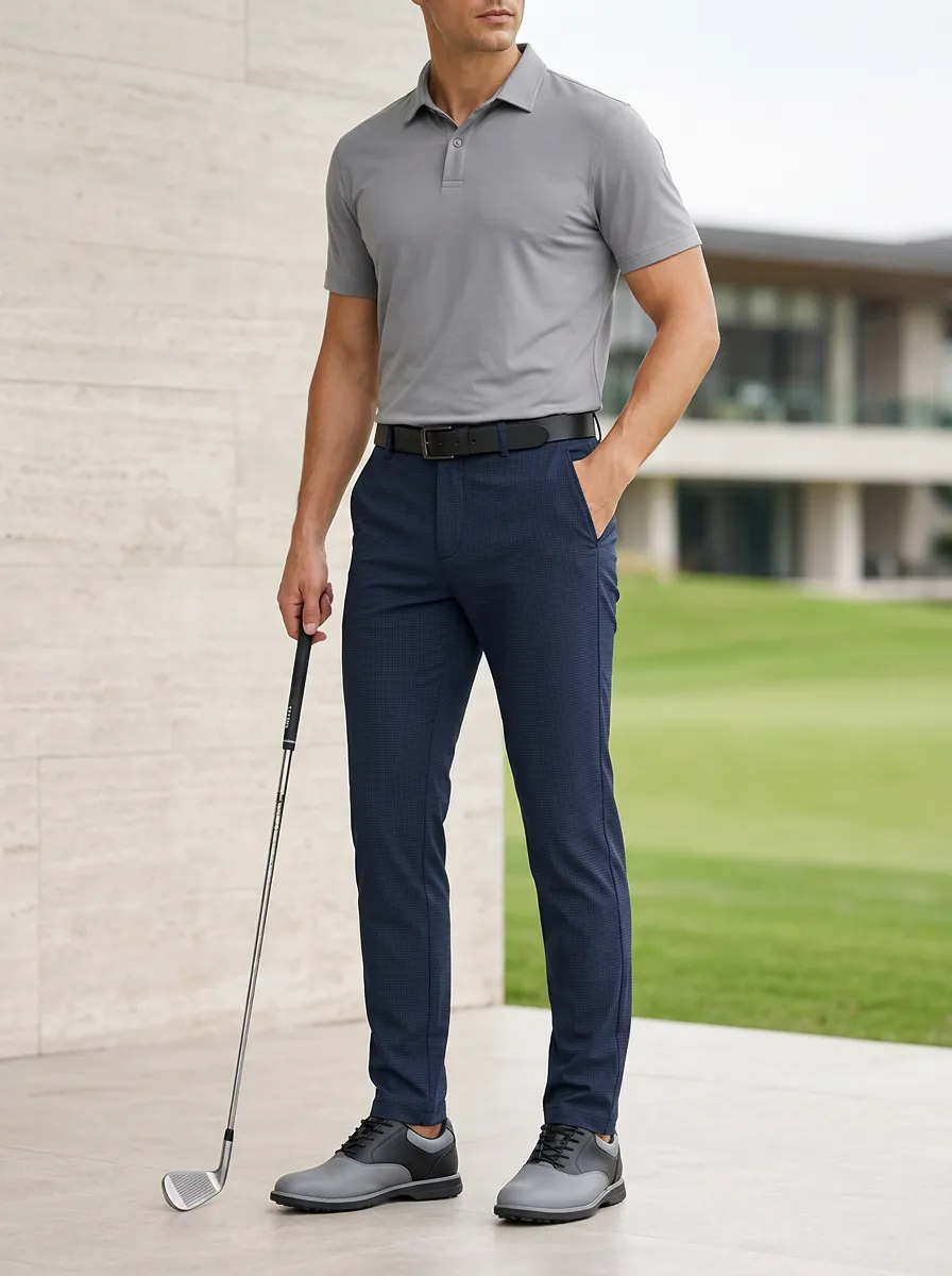 Men's Versatile Micro-Check Stretch Golf Pants