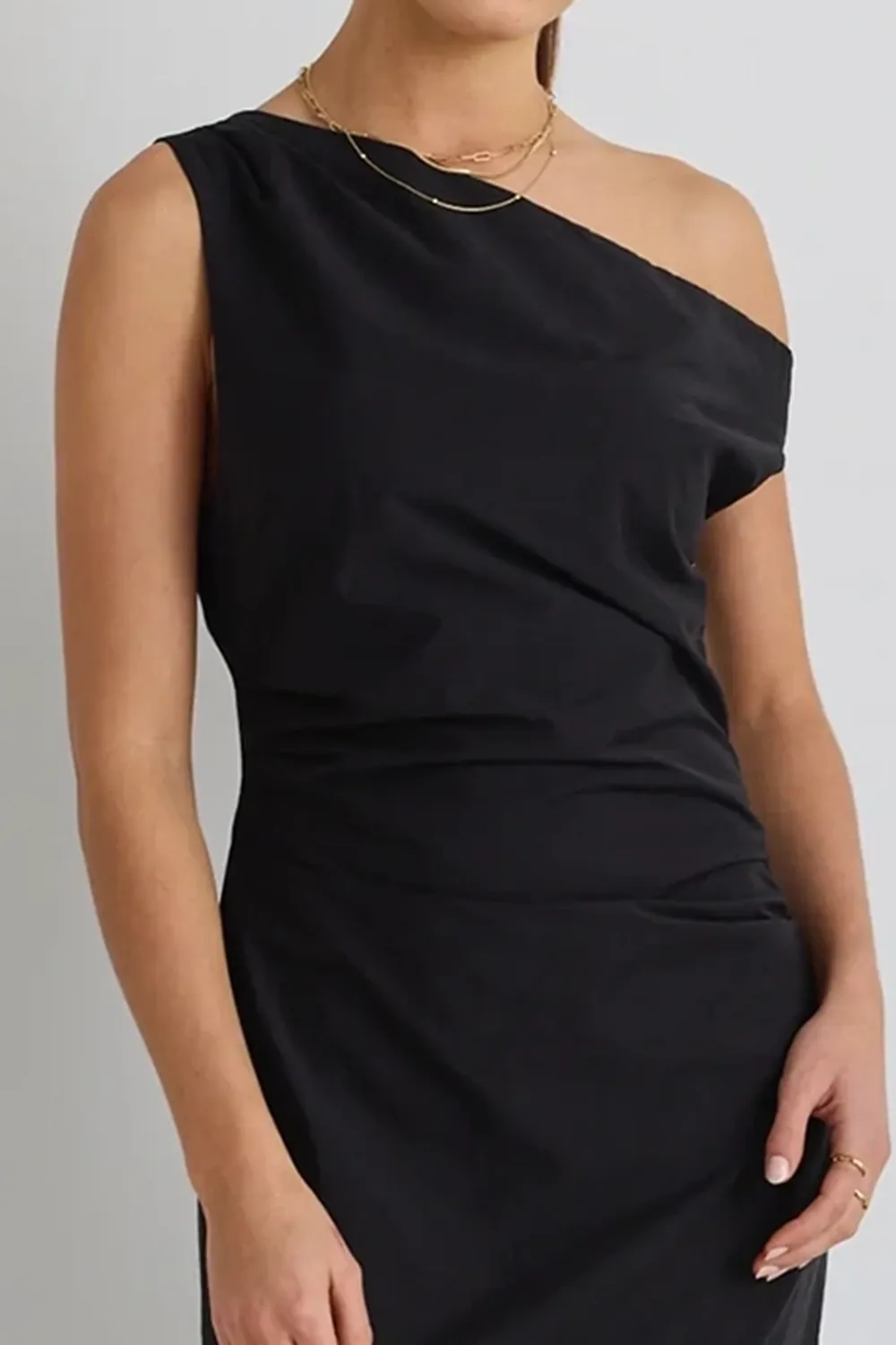 Black Asymmetric Maxi Dress