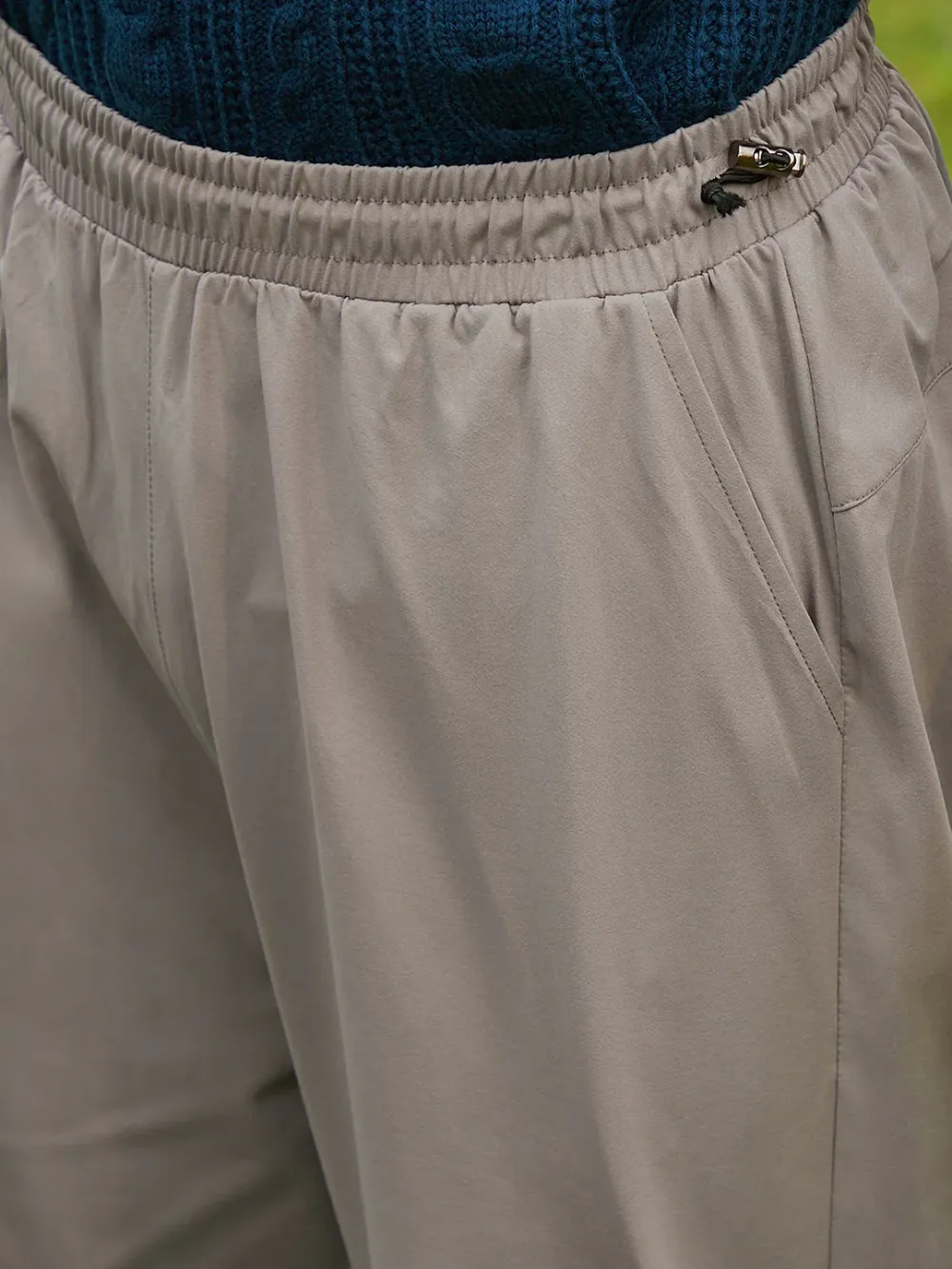 Beige Elasticated Waist Relaxed Trousers