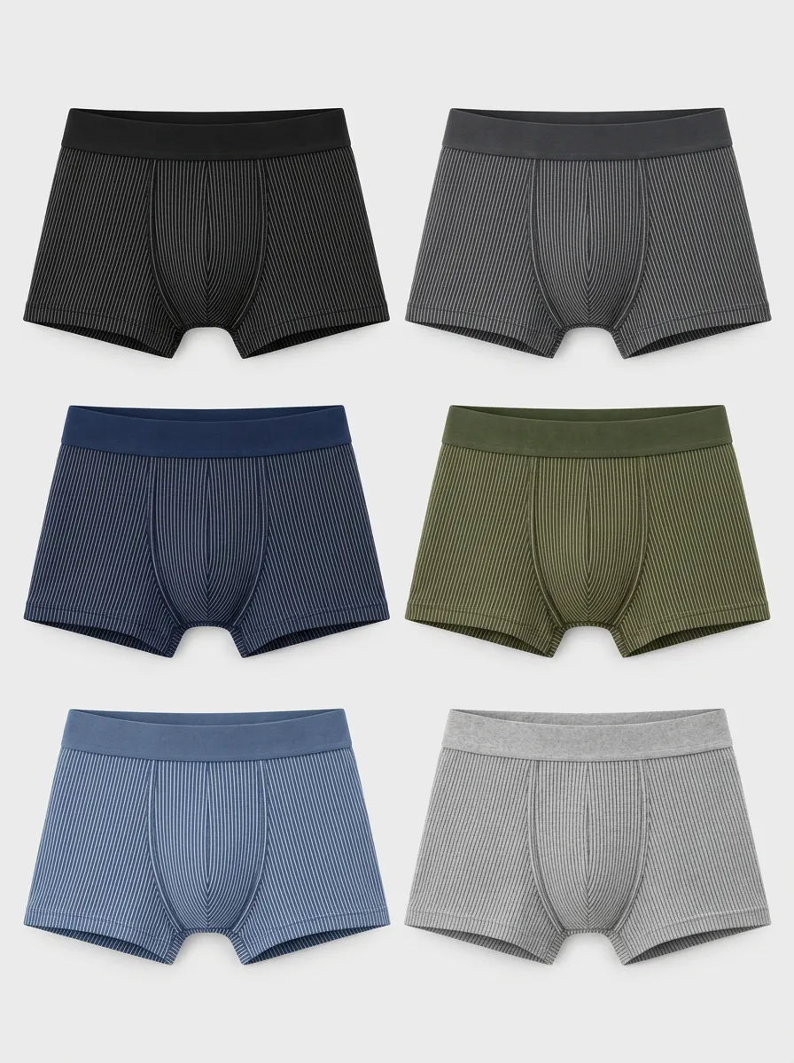 Men's Multi-Pack Vertical Striped Pattern Printed Boxer Briefs