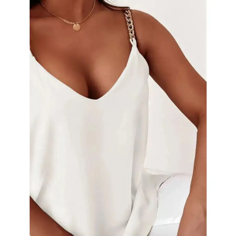 Chain Strap V Neck Tank Top