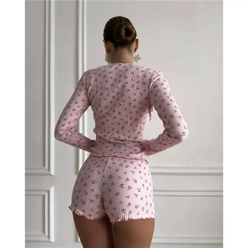 Knitted Print Long Sleeve Set