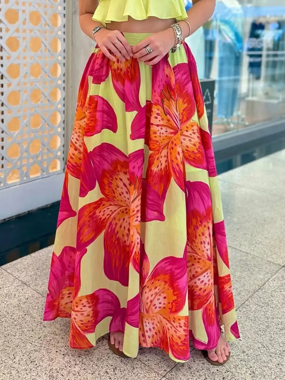 Clean Printed Pocket Detail Skirt