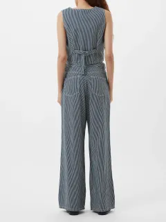 Versatile And Fashionable Striped Denim Vest