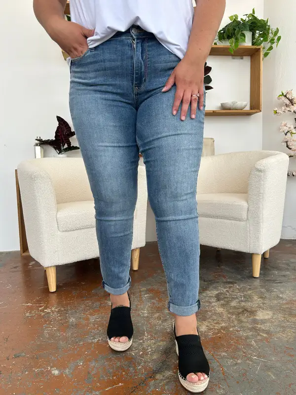 Clean Cuffed Denim Jeans