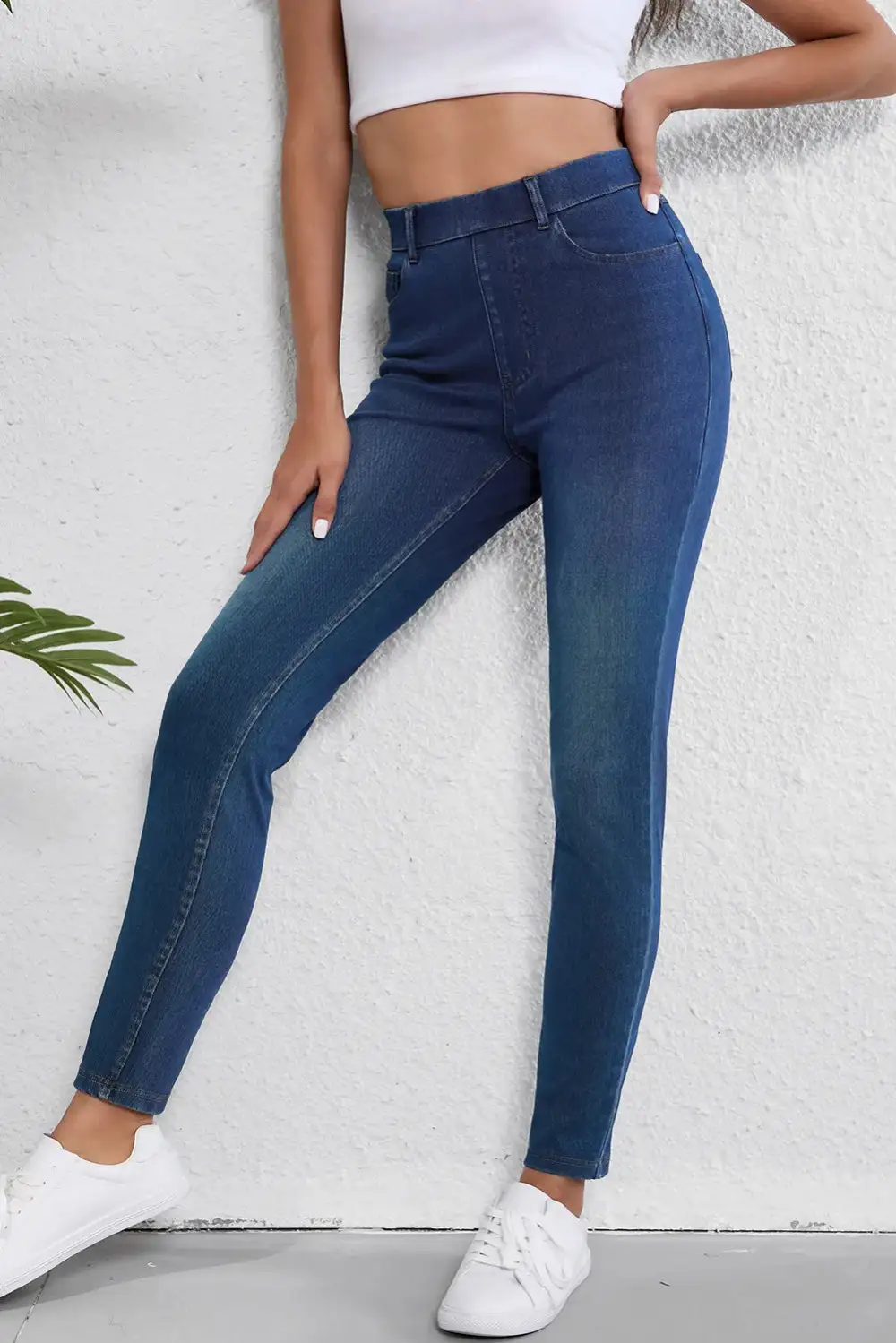 High Waist Skinny Pocketed Denim Jeans