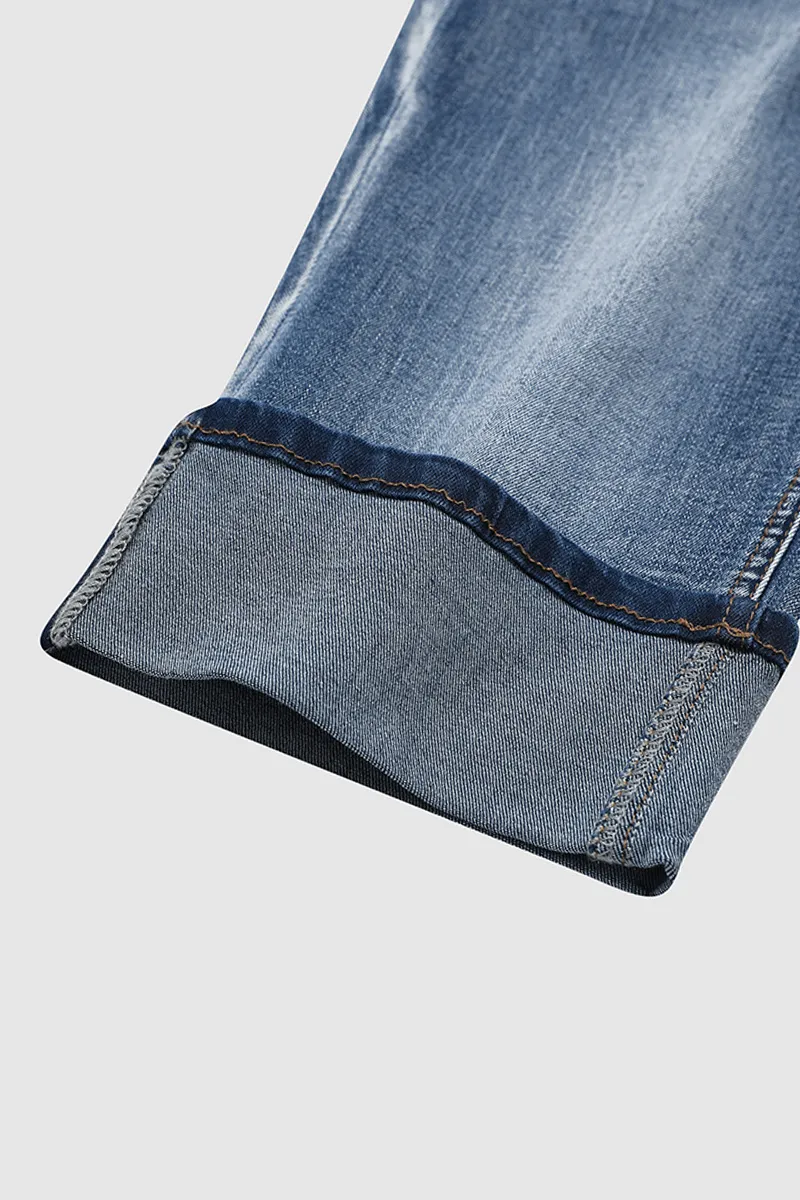 Cuffed Hem Low Rise Bermuda Denim Shorts Without Belt