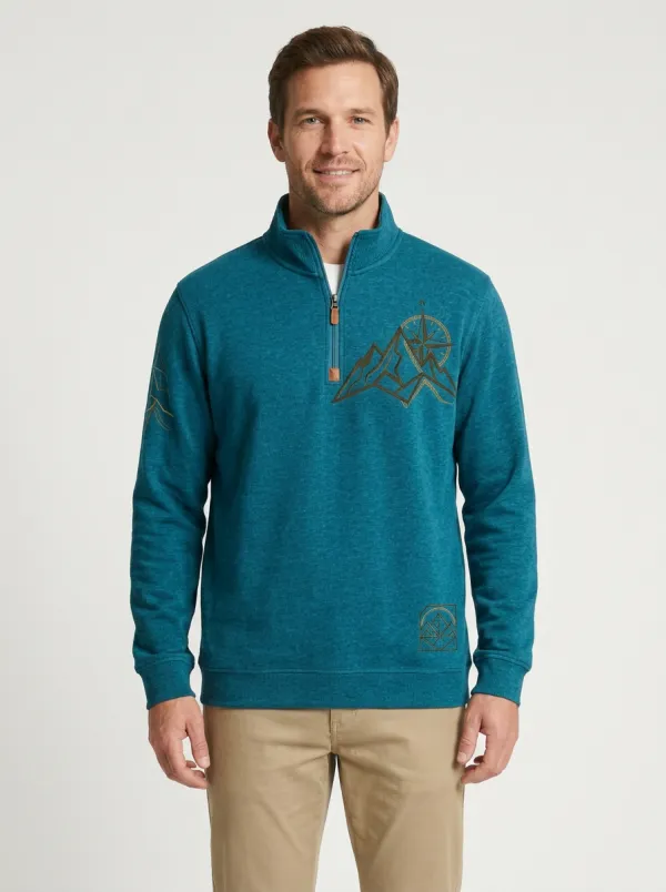 Men's Mountain Compass Arm Graphic Quarter Zip Sweatshirt