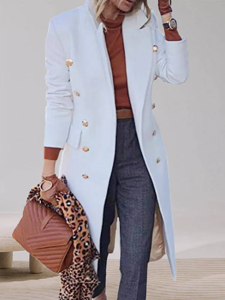 Mid-Length Casual Woolen Coat