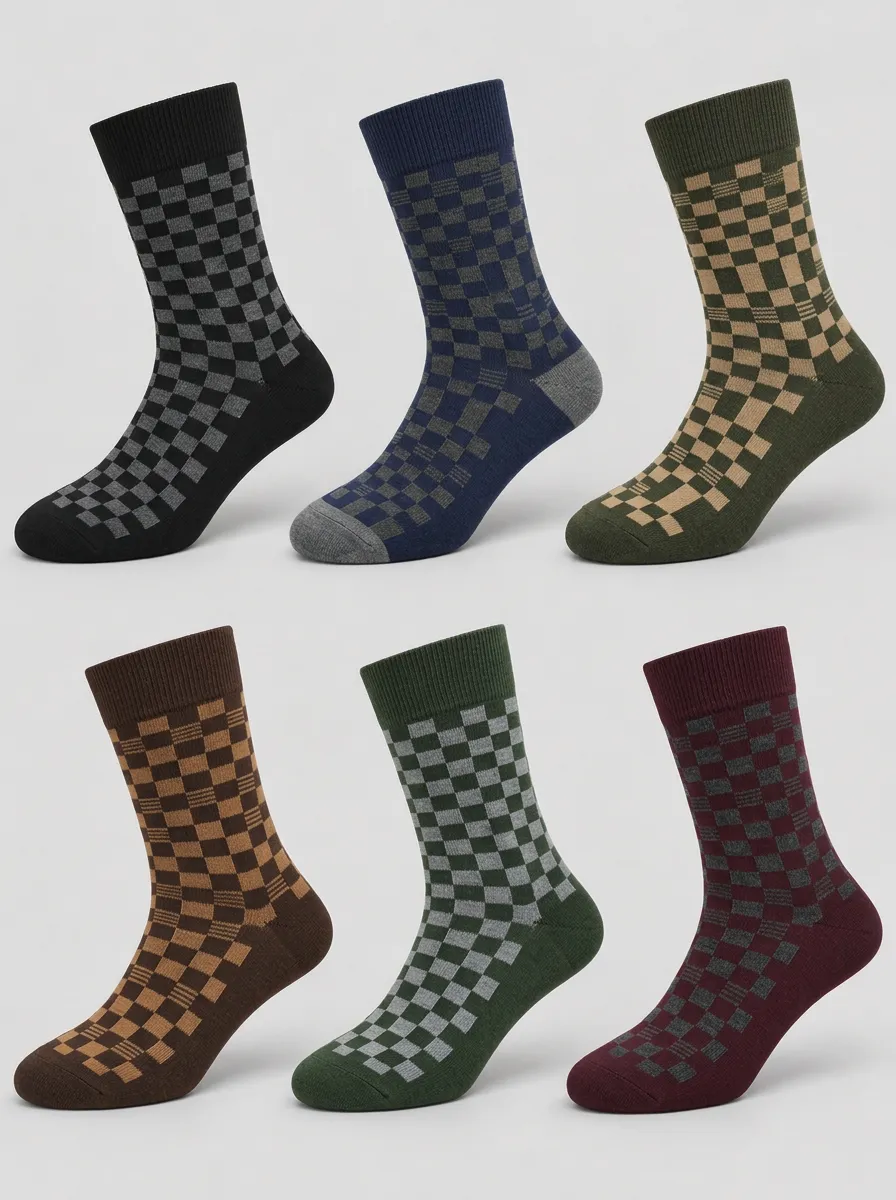 Men's Heritage 6-Pack Checkered Pattern Printed Socks