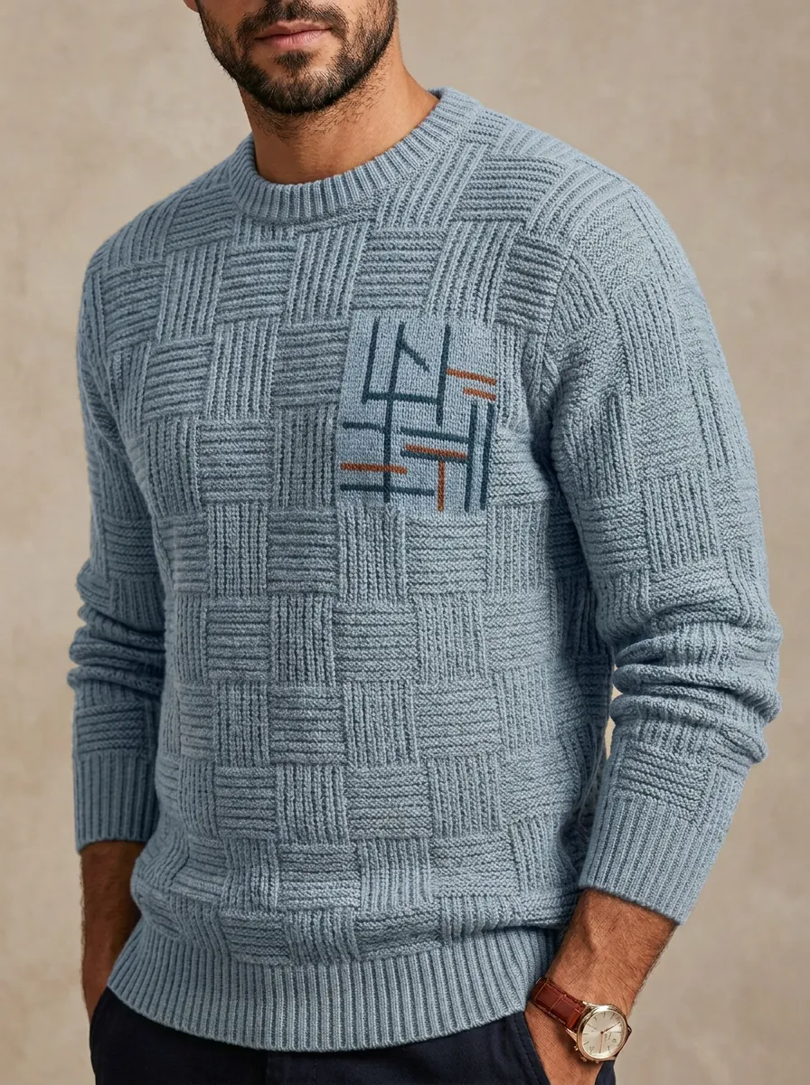Men's Geometric Embroidered Sweater