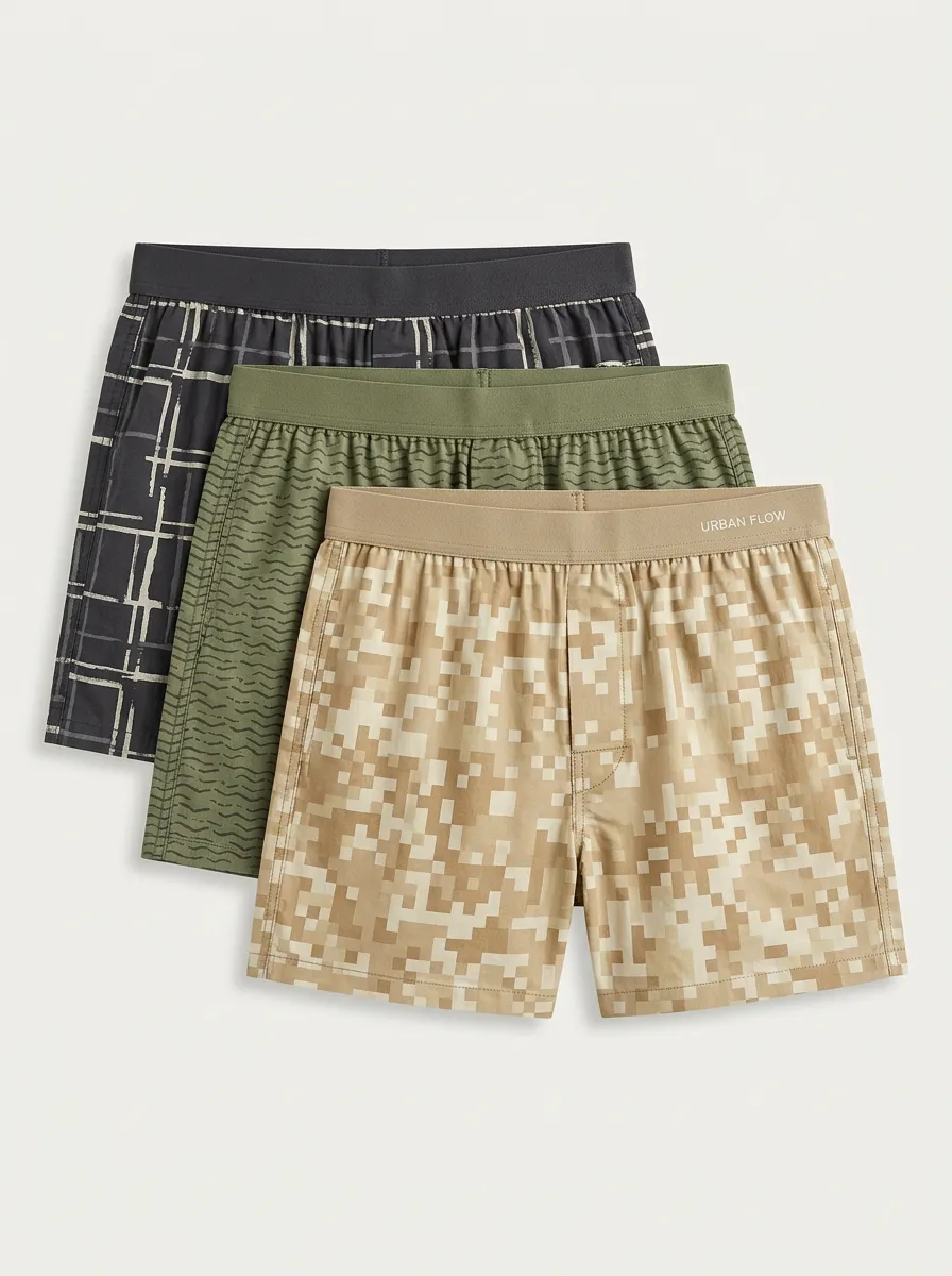 Camo Plaid Geometric Boxer Brief Set