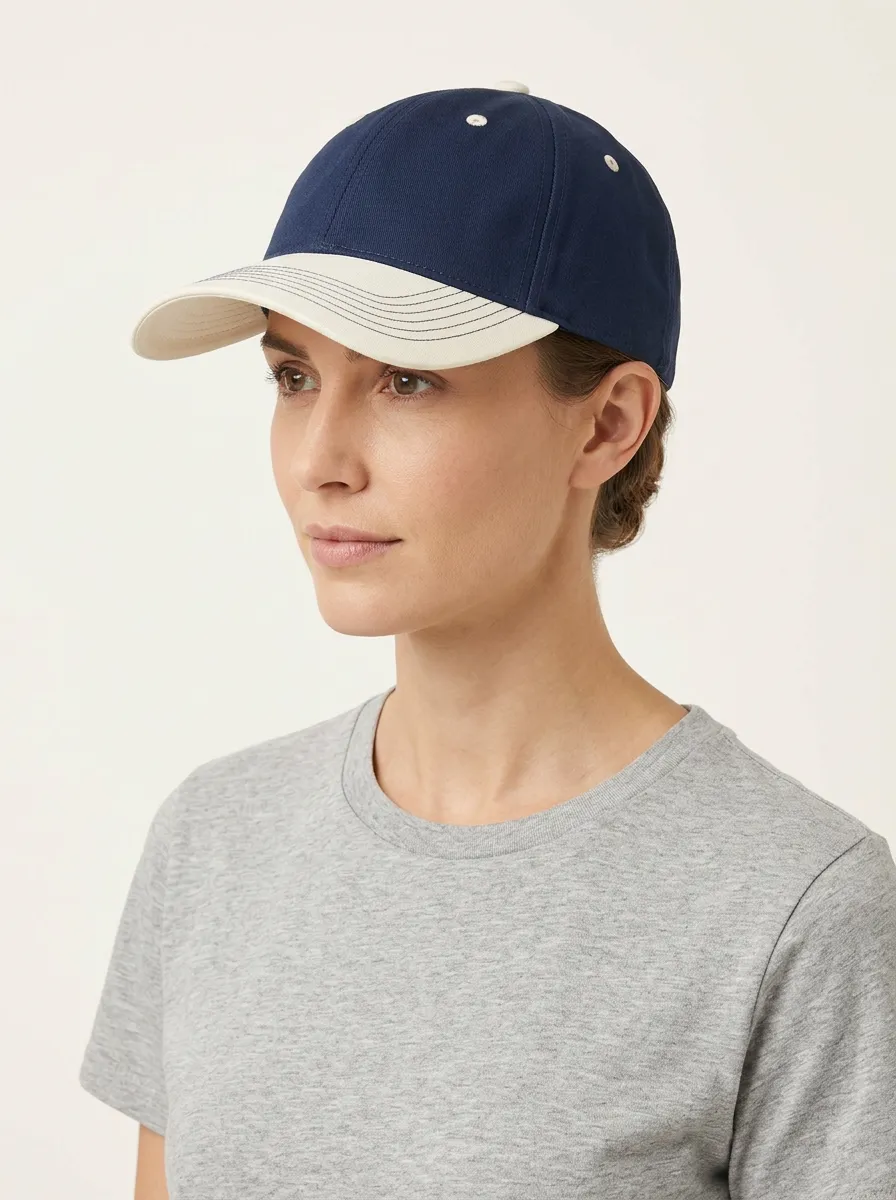 Unisex Minimalist Navy Blue Beige Contrast Baseball Cap