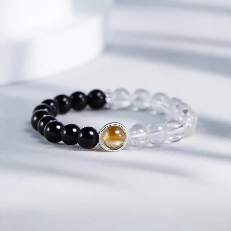 Clear Quartz Obsidian Bracelet