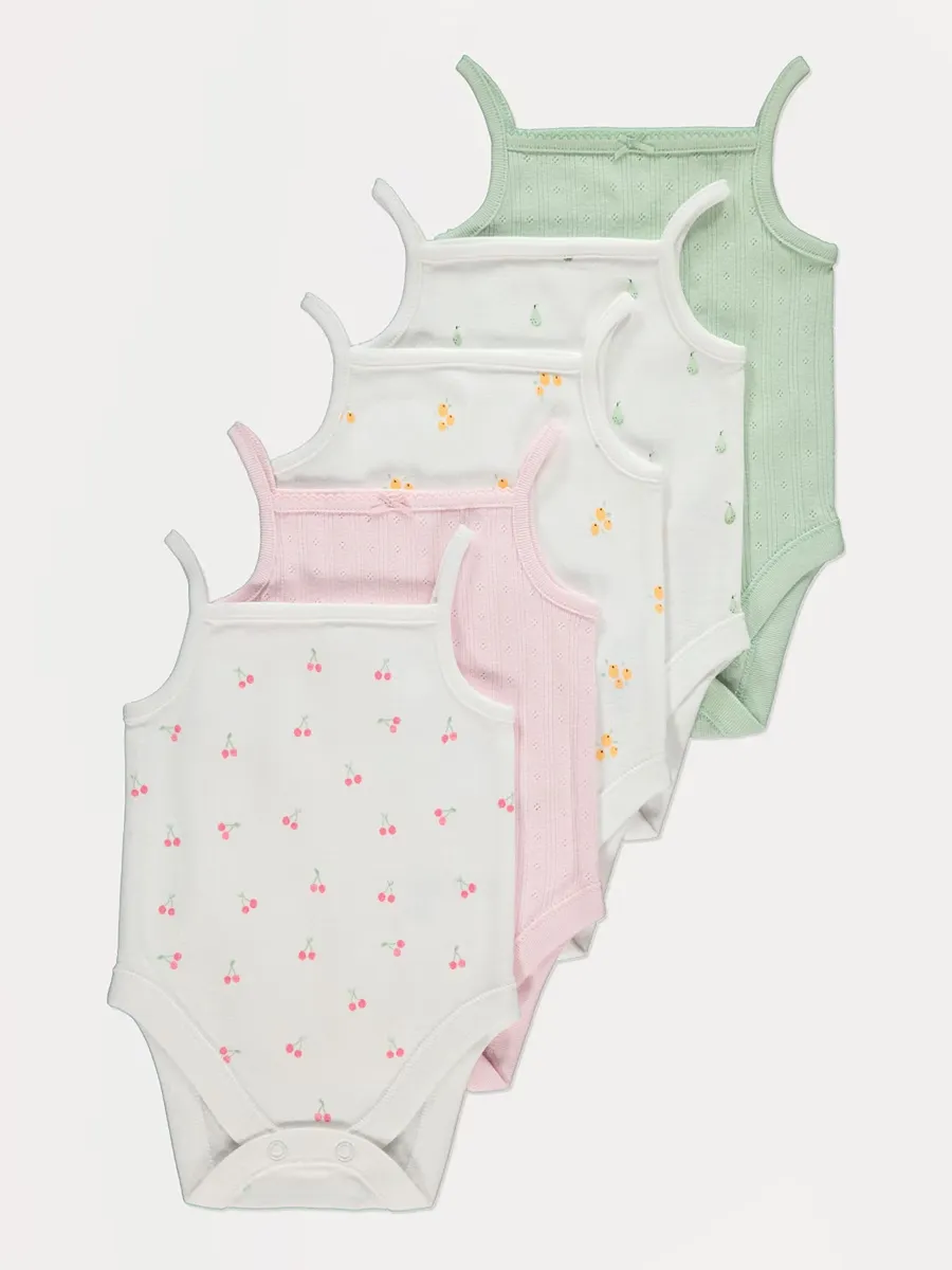 Pastel Fruit Strappy Bodysuits 5 Pack