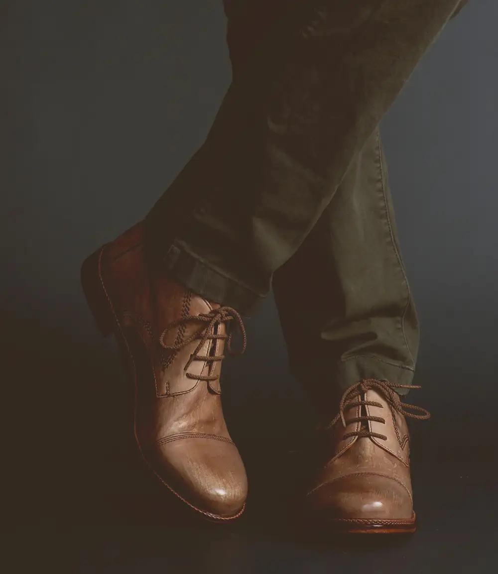 Lace-Up Cap Toe Leather Rugged Ankle Boots