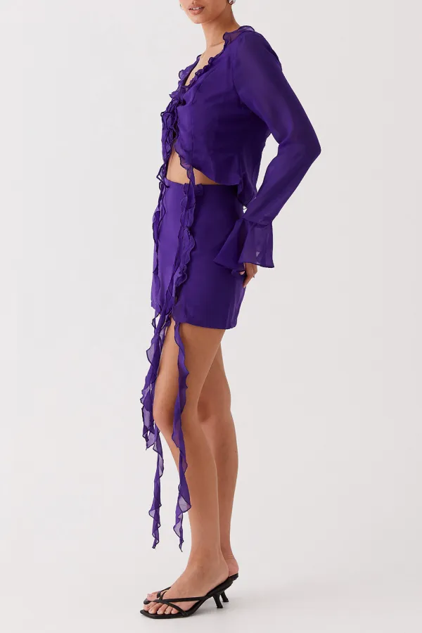 Flounce Trimmed Chiffon Blouses