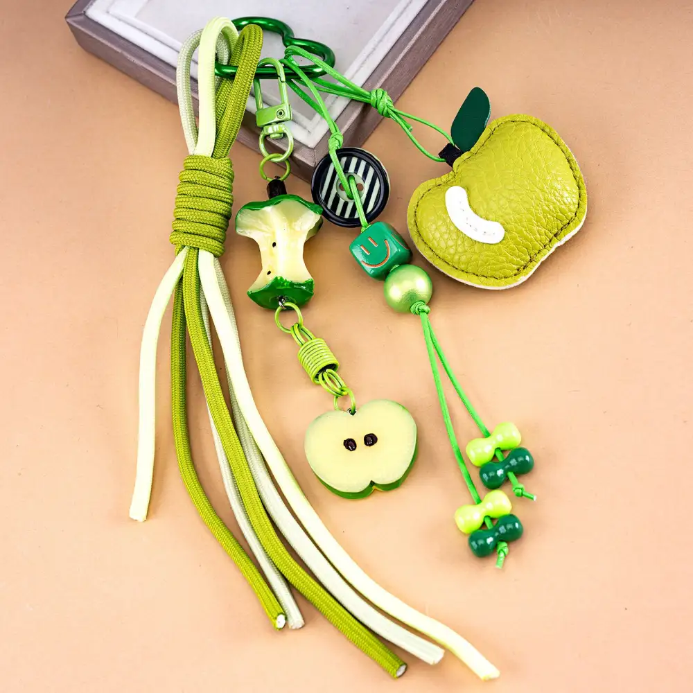 Custom Apple Keychain Bag Charm Braided Lanyard