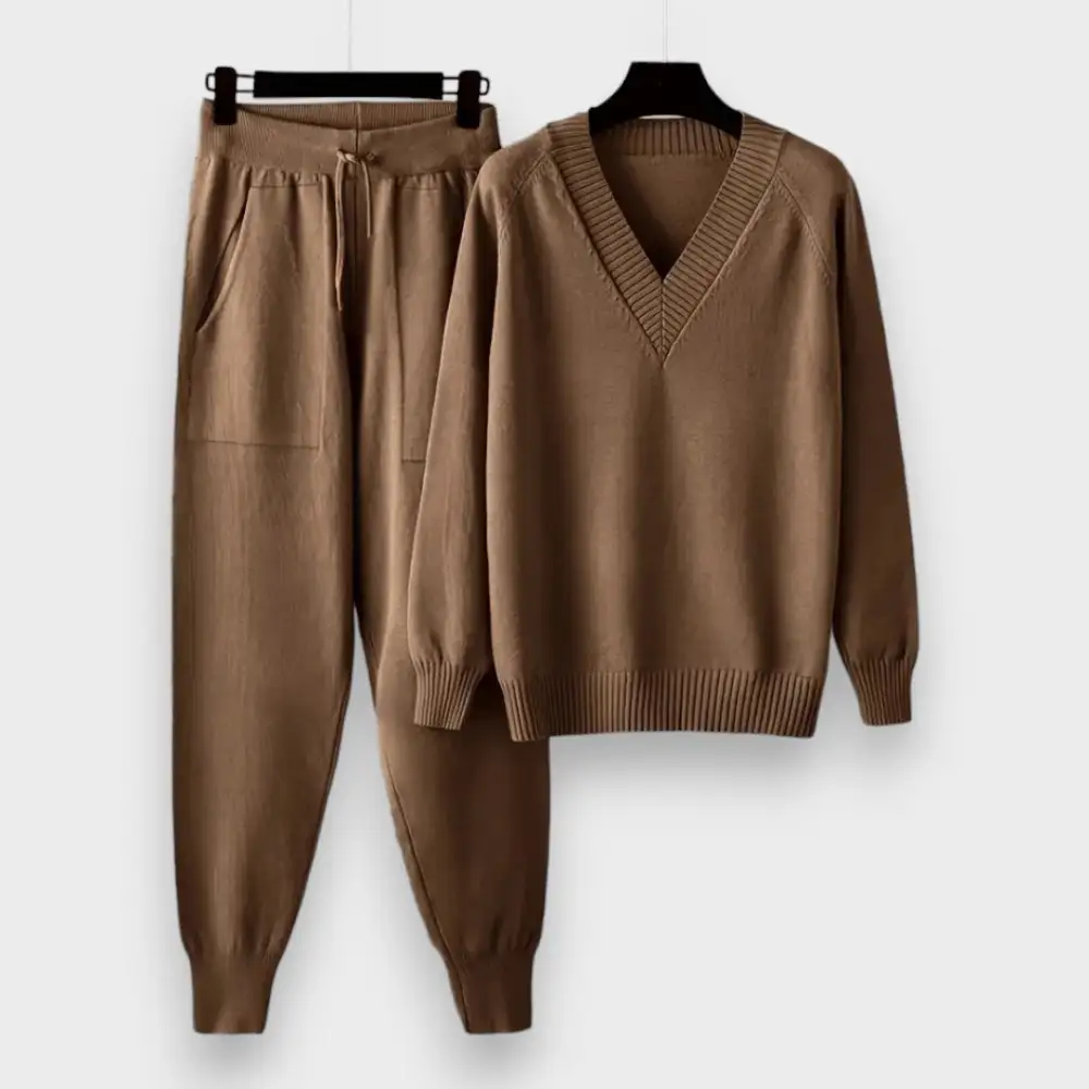 V-Neck Knit Two Piece Set