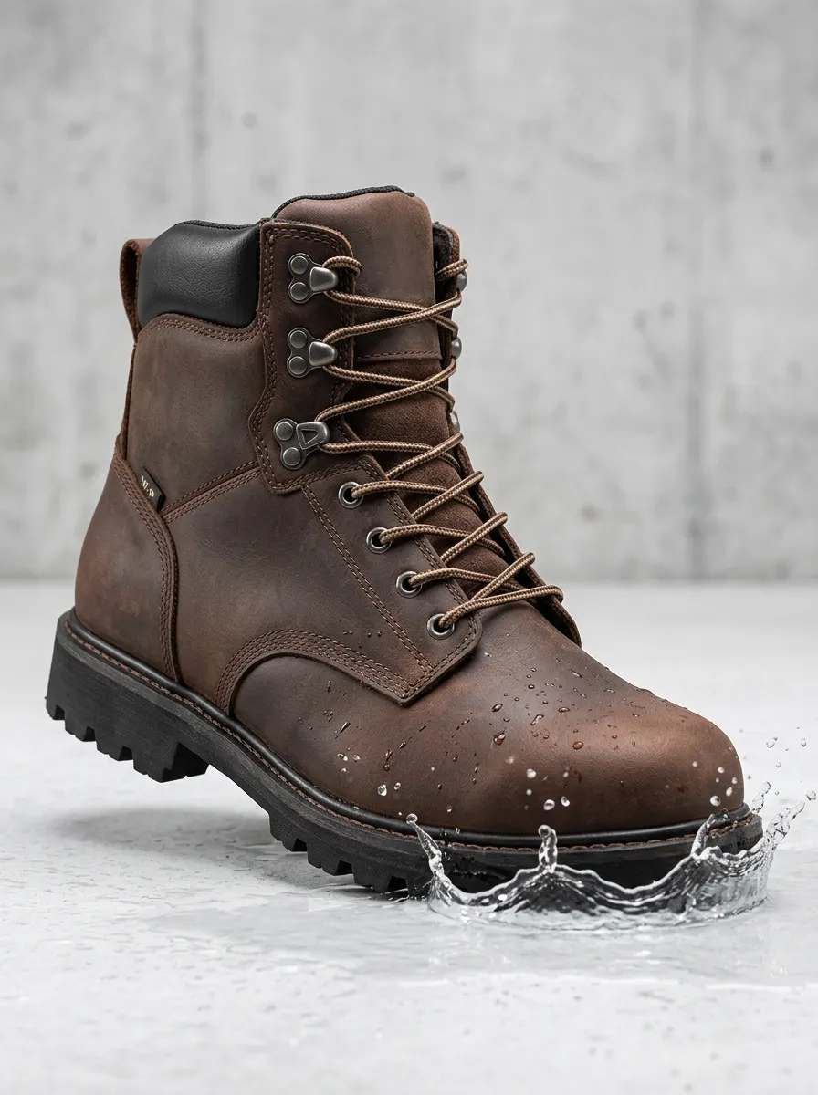 Rugged-Casual Outdoor Leather-Look Men's Waterproof Work Boots