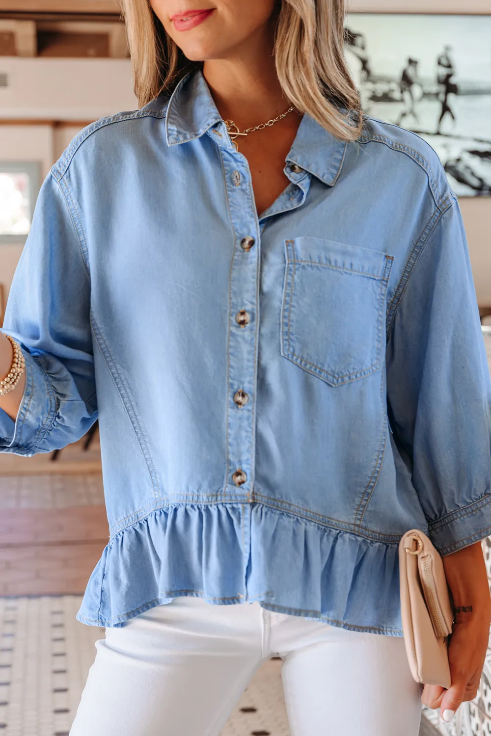 Beau Blue Half Sleeve Button Shirt