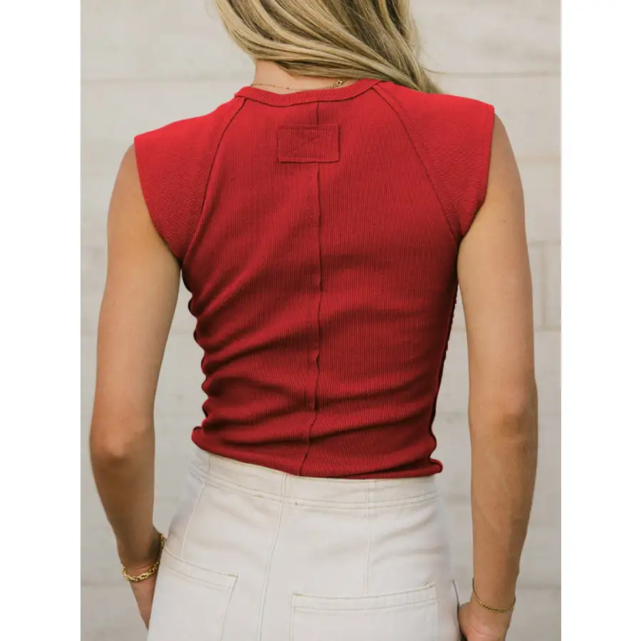 Ribbed Round Neck Slim Tank