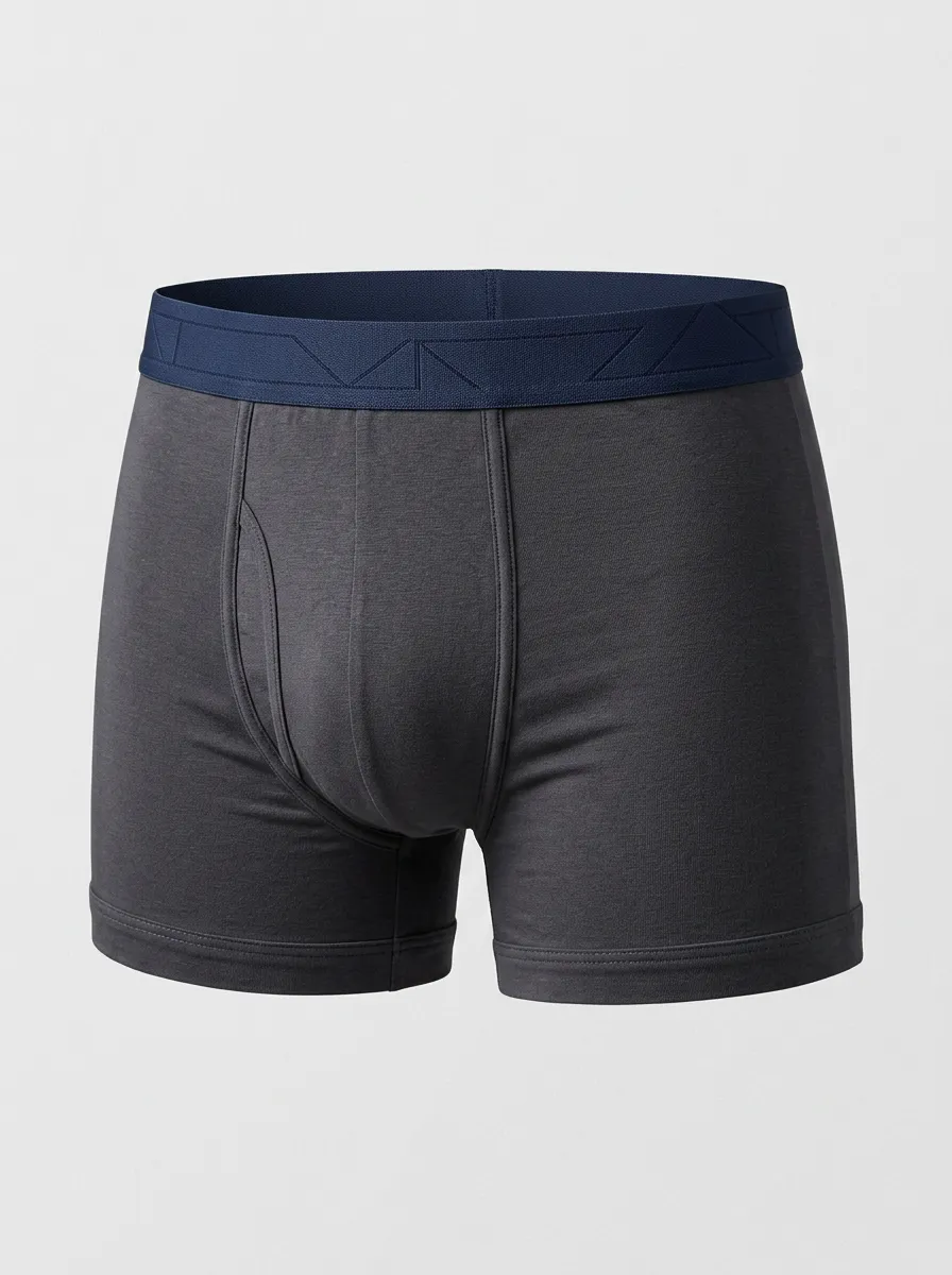 Men's Solid Charcoal Grey Elastic Waistband Boxer Briefs