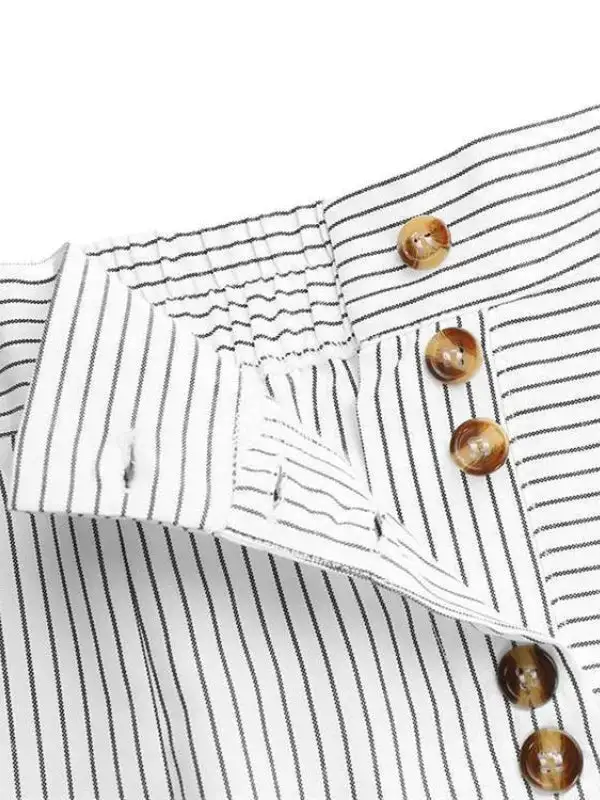 Women's Utility Wide Leg Loose Fit Striped Pants