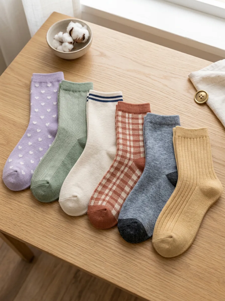 Women's Vintage Style Heart Plaid Striped Printed Socks 6-Pack