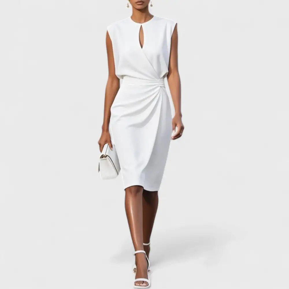  Draped Waist Midi Dress
