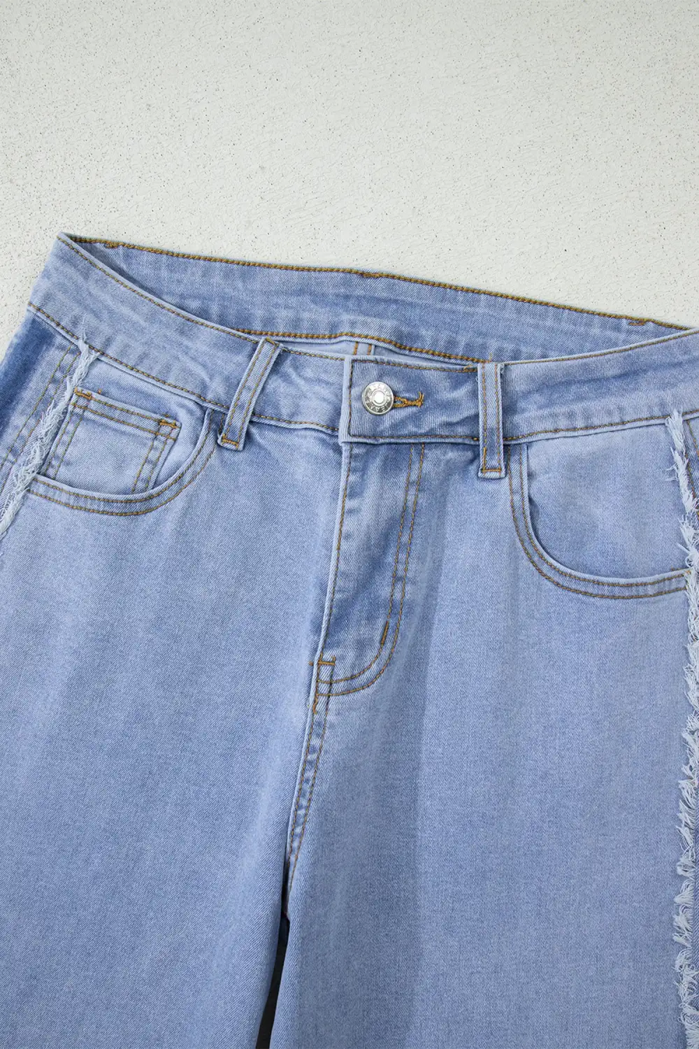 Women's Contrast Stripe Frayed Side Panel Patchwork Shift Jeans