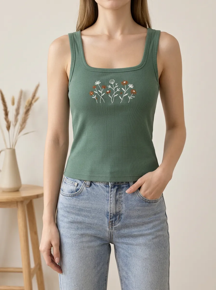 Everyday Sleeveless Top with Ribbed Detail