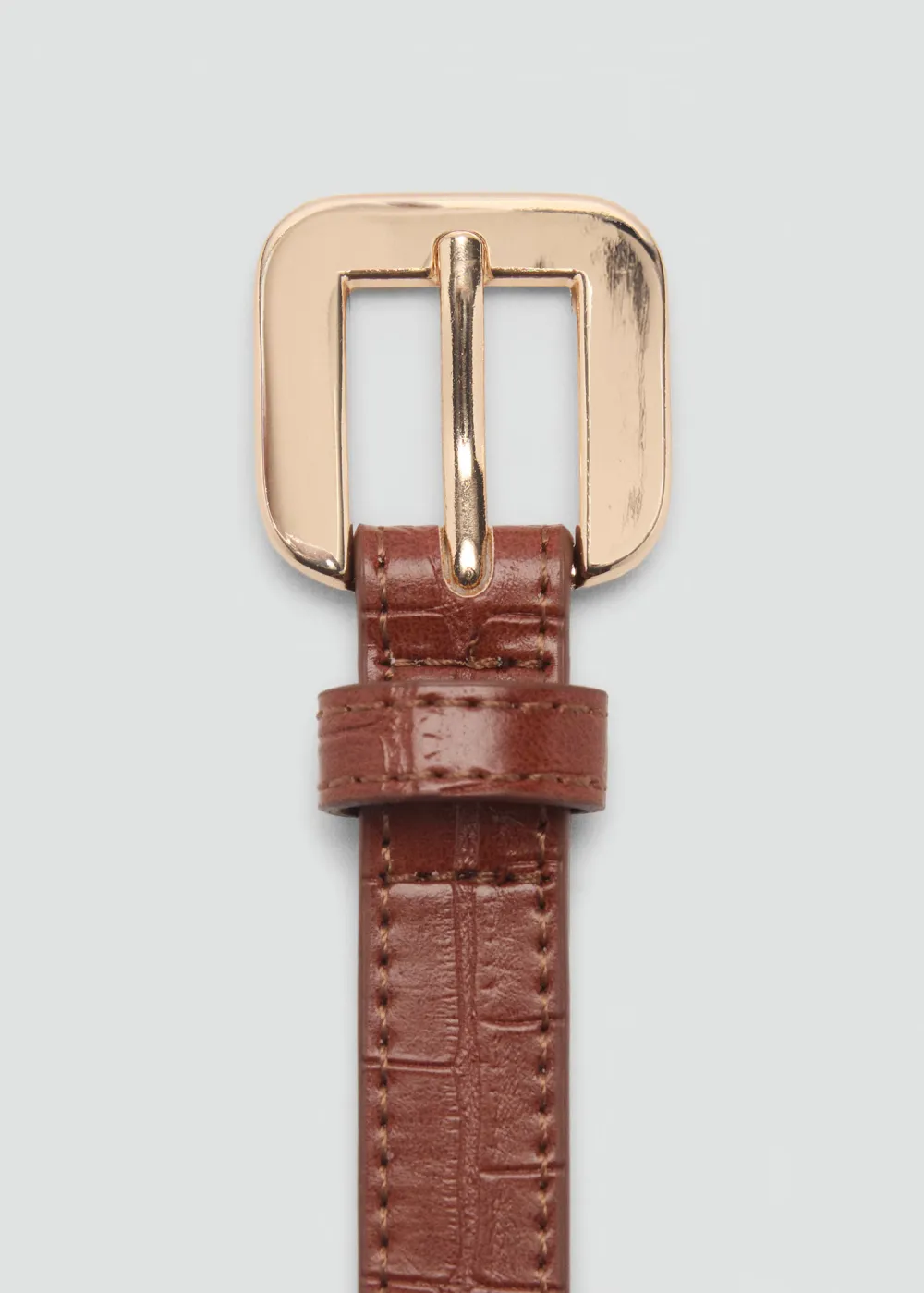 Casual Style Croco Leather-Effect Belts
